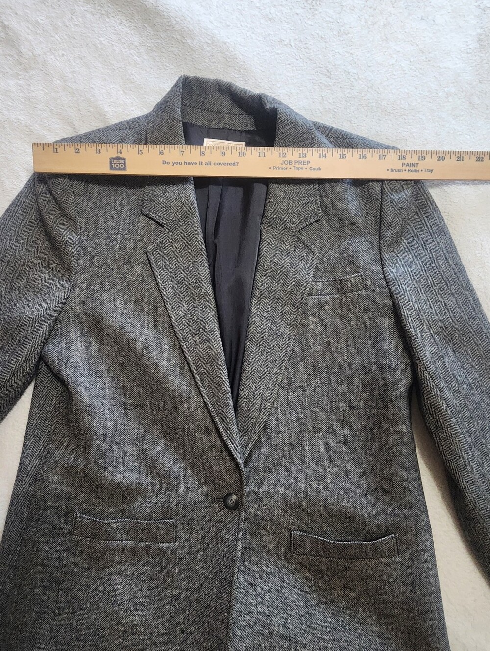 Vintage Pendleton Wool Skirt Suit Set Blazer Grey Herringbone Size 12 USA Made - Picture 12 of 16